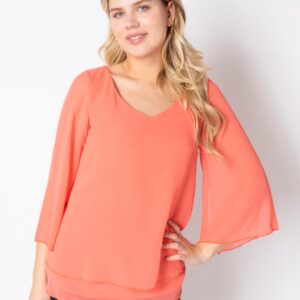 Elcamma - Coral Red - Bluse - 48 billede