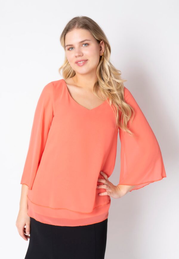 Elcamma - Coral Red - Bluse - 48 billede