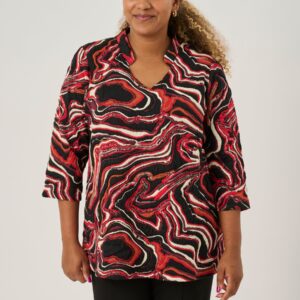 Pont Neuf - Bluse - Pnnajda - Warm Red - 3xl/54-56 billede