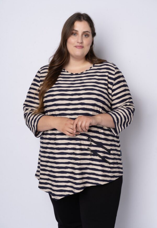 Pont Neuf - Bluse - Pnrosalina - Navy/sand - 4xl billede