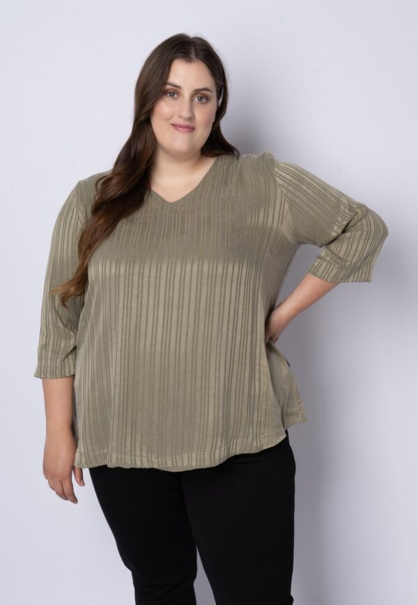 Pont Neuf - Bluse - Pntania - Khaki - 2xl/52 billede