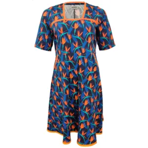 Plus size kjole - Genkei Blue Leaf - Amamiko