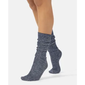 Glitter rib strømper - Petrol - Cette