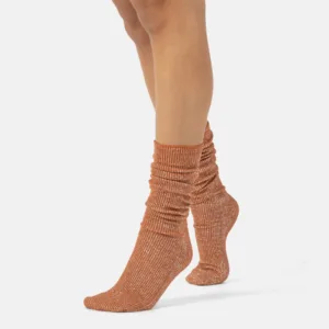 Glitter rib strømper - Warm Apricot - Cette