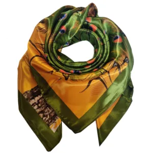 Satin Tørklæde Gul Påfugl - Soft Beauty