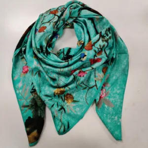 Satin Tørklæde Mint Blomsterbusk - Soft Beauty