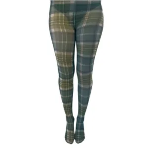 Green Tartan Curvy Super Stretch Strømpebukser - Pamela Mann