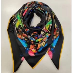 Silke Tørklæde Sort Kolibri - Soft Beauty