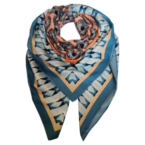 Satin Tørklæde Grafisk Blå - Soft Beauty