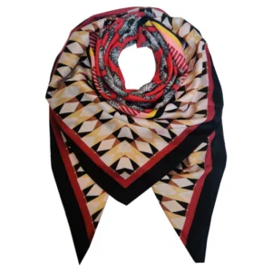 Satin Tørklæde Grafisk Rød - Soft Beauty