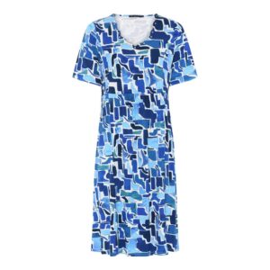 Kjole - Graphic Jersey Print - Blue Print - Micha billede