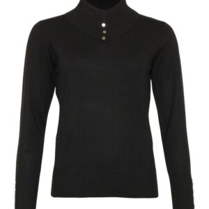 Jumper - Basic Viscose Strik - Rullekrave - Black - Micha billede