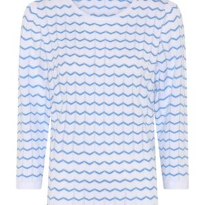 Jumper - Basic Viscose Stripe - Hvid/Blå - Micha billede