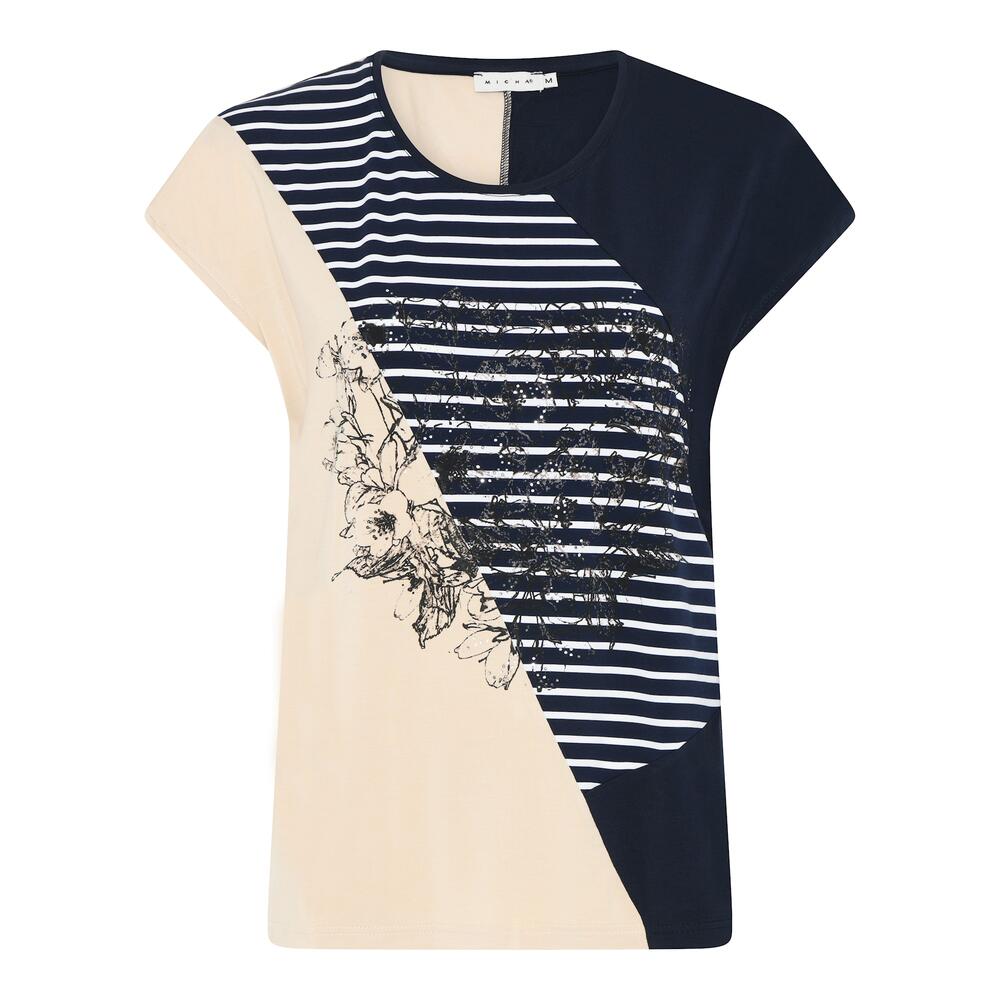 T-shirt - Basic Mix - Navy/Sand - Micha billede