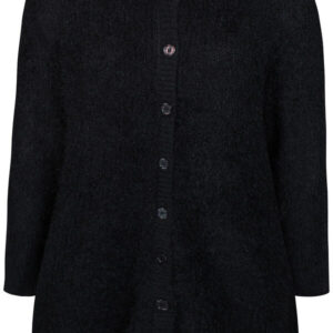 Halvlang Cardigan - Strik - Drot - Sort - Zhenzi billede