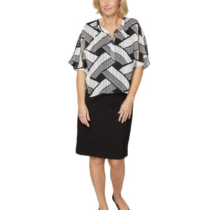 Kjole - 2 delt - Sort/Hvid - Brandtex billede