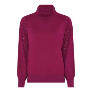 Bluse - Strik - Rullekrave - Basic Fancy Viskose - Purple Win - Micha billede