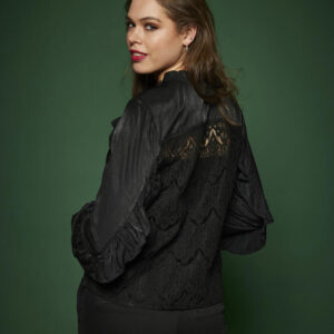 Skjortebluse - Rose - Sort - ZE-ZE billede