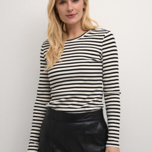 Langærmet T-shirt - CUdolly - Black/White stripe - Culture billede
