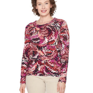 Bluse - Abstrakt Mønster - Fuchsia Pink Mix - Brandtex billede