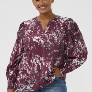 Bluse - KCmina - Red/Black Abstract Graphic - Kaffe Curve billede