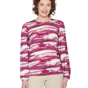 Bluse - Mønster - Fuchsia Pink Mix - Brandtex billede