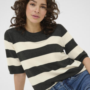 Bluse - Strik - KAlizza - DGM/Turtledove Wide Stripe - Kaffe billede