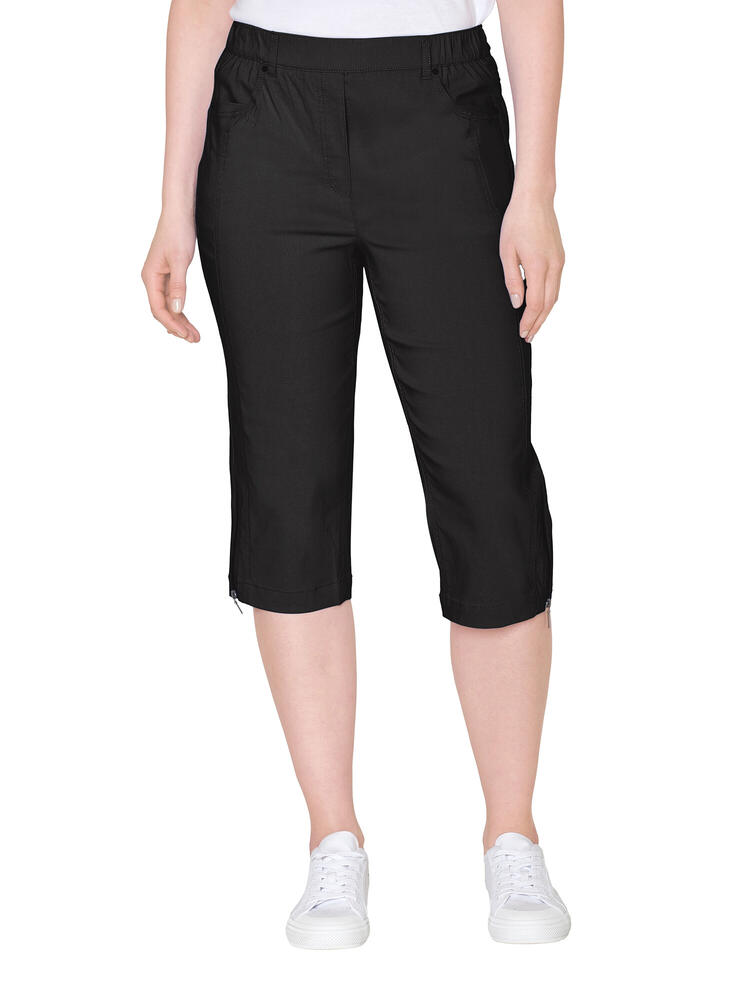 Capri Bukser - Lynlås Detalje - Sort - Brandtex billede