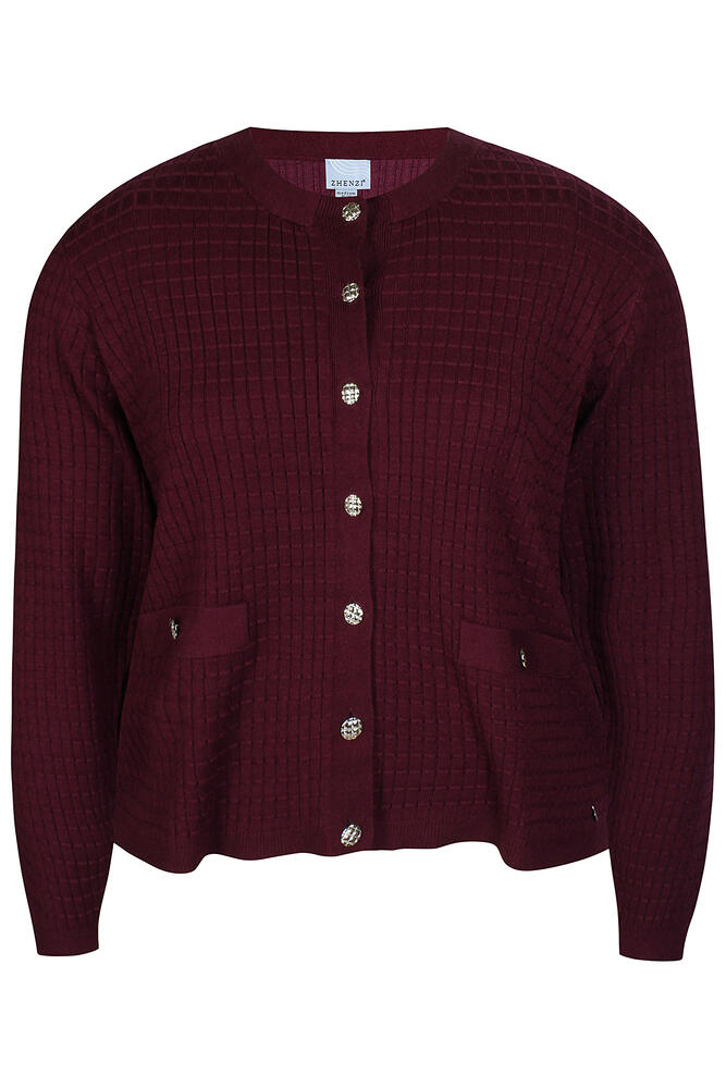 Cardigan - Strik - Kogle 996 - Bordeaux - Zhenzi billede