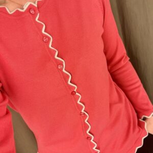Cardigan Strik - Waves - Coralrød - Micha billede