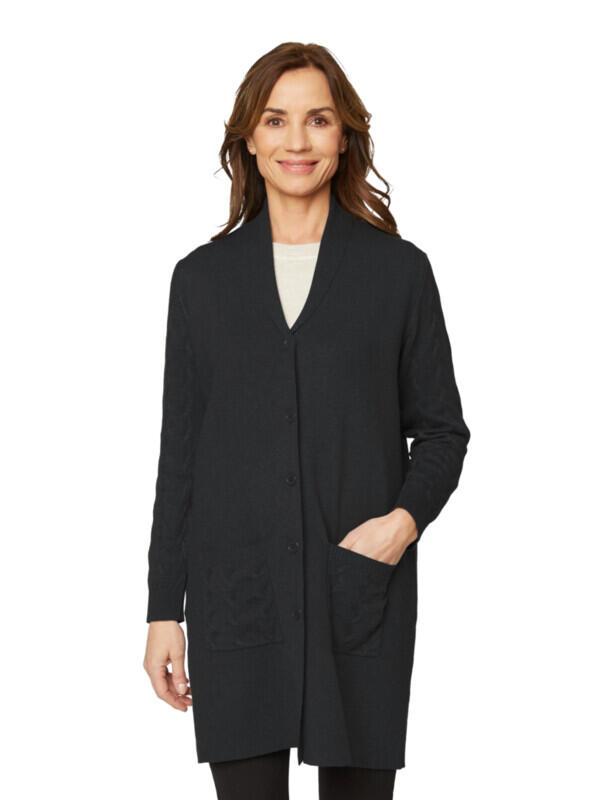 Halvlang Cardigan - Sort - Signature billede