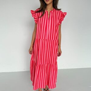 Kjole - Bea Pink Stripe - Stribe Pink - Continue billede