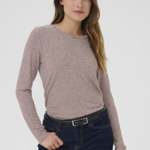 Langærmet T-shirt - CUalexandra - Bordeaux/Whitecap Stripe - Culture billede