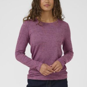 Langærmet T-shirt - CUalexandra - Pink/Brown Stripe - Culture billede