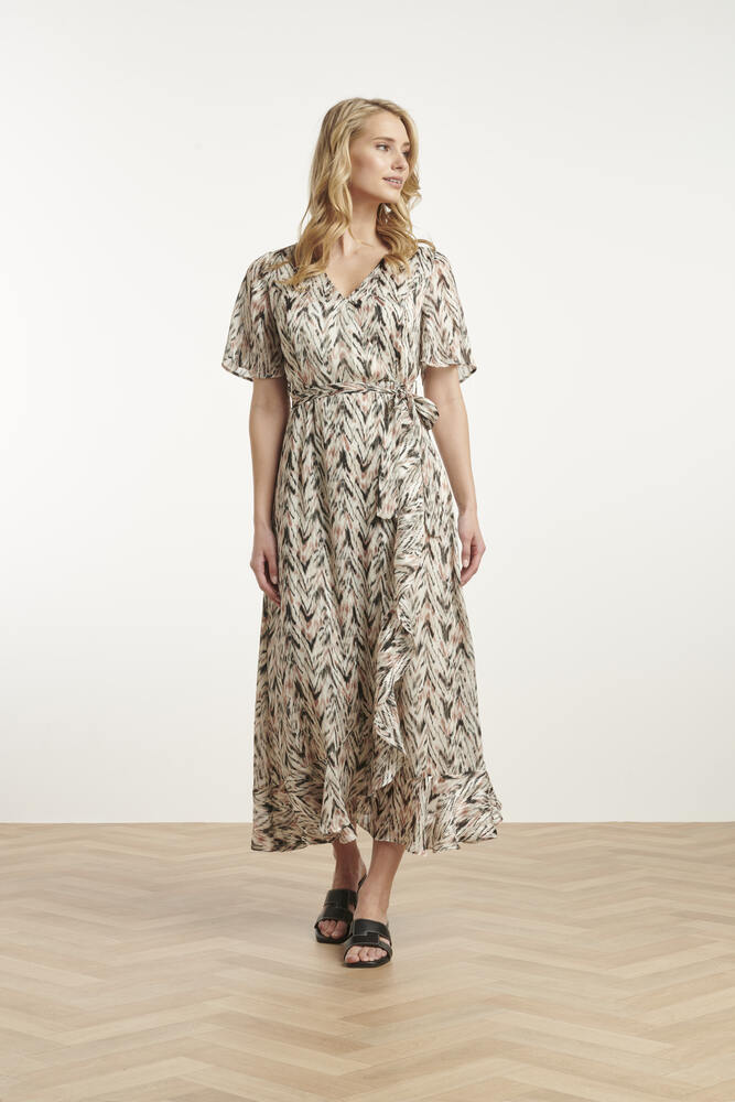 Maxi Kjole - Graphic Zigzag Print - Offwhite/Multicolour - Smashed Lemon billede