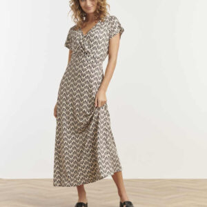 Maxi Kjole - Shell Print - Offwhite/Black - Smashed Lemon billede
