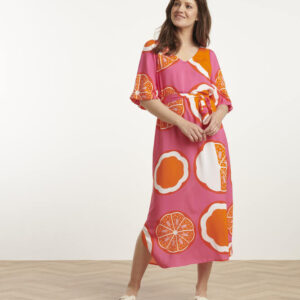 Midi Kjole - Fruit Print - Pink/Multicolour - Smashed Lemon billede