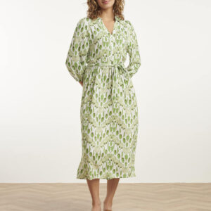 Midi Kjole - Snake Print - White/Light Green - Smashed Lemon billede