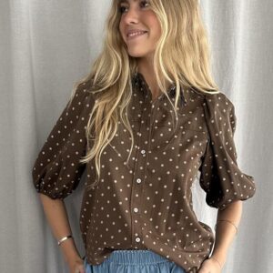 Skjortebluse - Alicia Small Dot - Brown - Continue billede