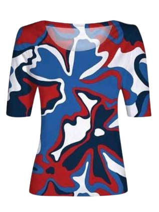 T-shirt - 3/4 ærmer - Pacific/Rød - Marinello billede