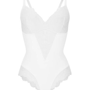 Shaping bodysuit med blonder - Hvid / 3XL billede