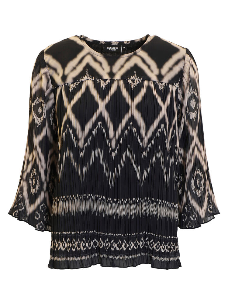 Bluse - Plisseret - Grafisk Mønster - Signature billede