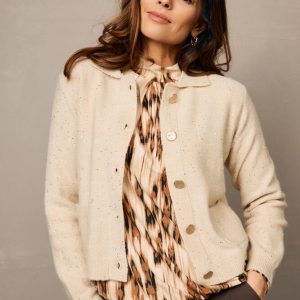 Cardigan - Strik - Creme/Glimmer - Signature billede