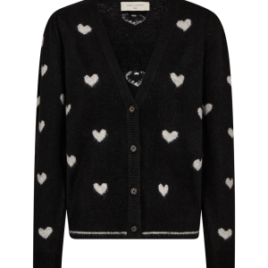 Cardigan - Strik - FQFaith - Black/Moonbeam - FREEQUENT billede