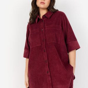 Fløjls Skjorte - WA-Nadin 2 - Bordeaux - Wasabi Concept billede