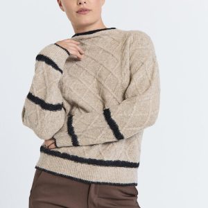 Pullover - Strik - FQHiro - Desert Taupe Mel/Black - FREEQUENT billede