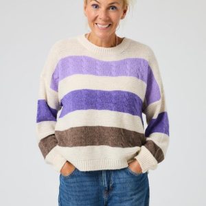 Pullover - Strik - I Haven - Lilla/Hvid - Lene Beier X Lind billede