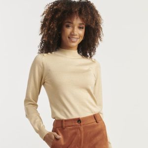 Pullover - Strik - Sand/Glimmer - Smashed Lemon billede