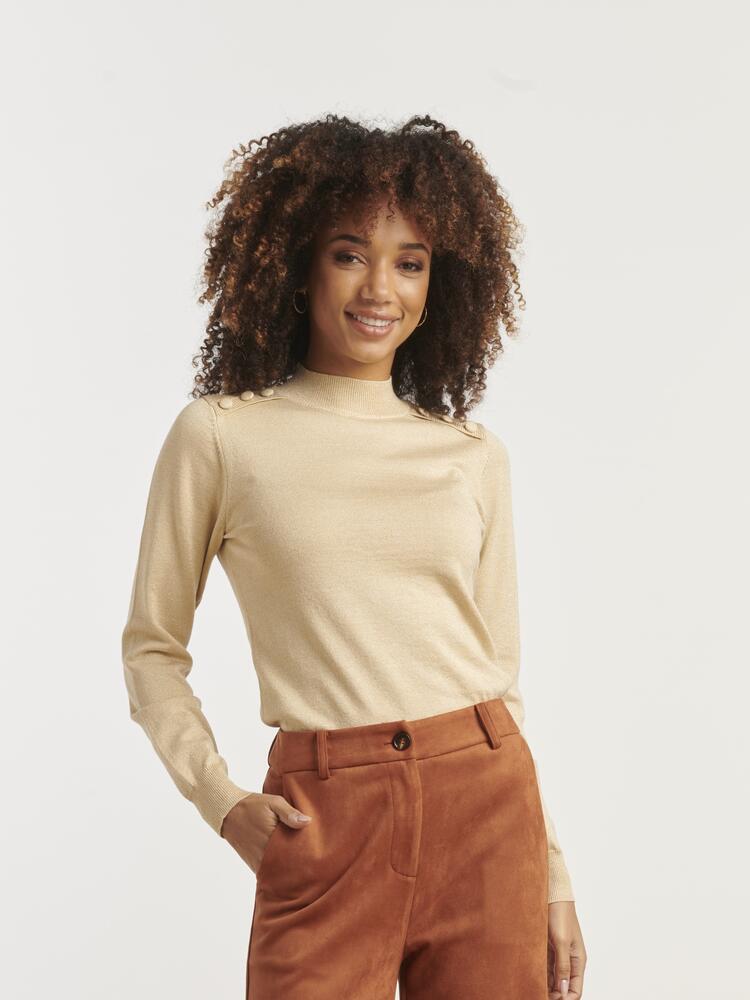 Pullover - Strik - Sand/Glimmer - Smashed Lemon billede