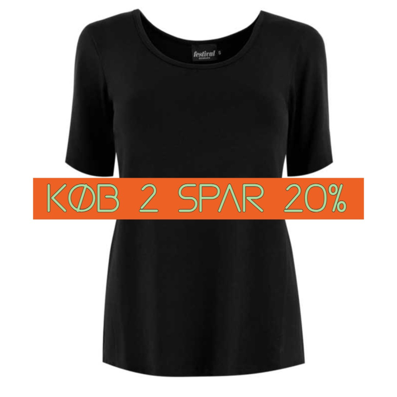 Bambus T-shirt i sort - 620 - Festival